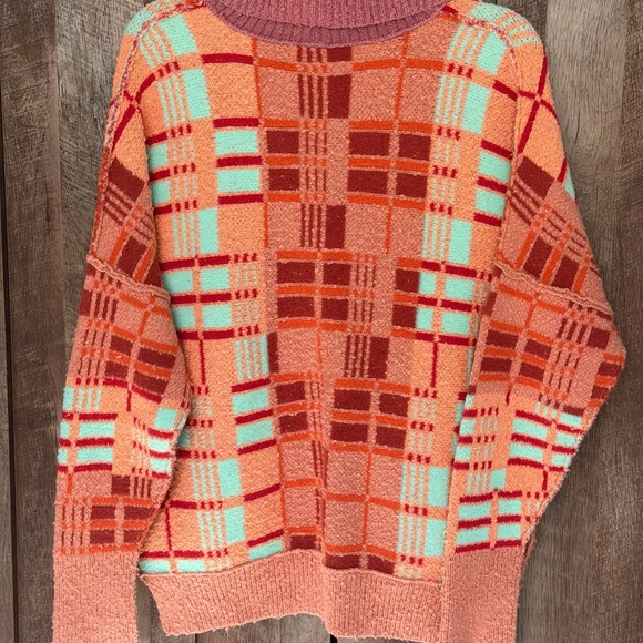 Free People Multicolor Plaid V-Neck Sweater - Picture 8 of 9
